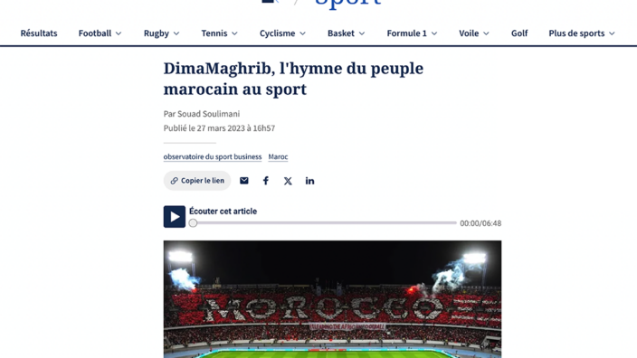 DimaMaghrib, l&rsquo;hymne du peuple marocain au sport