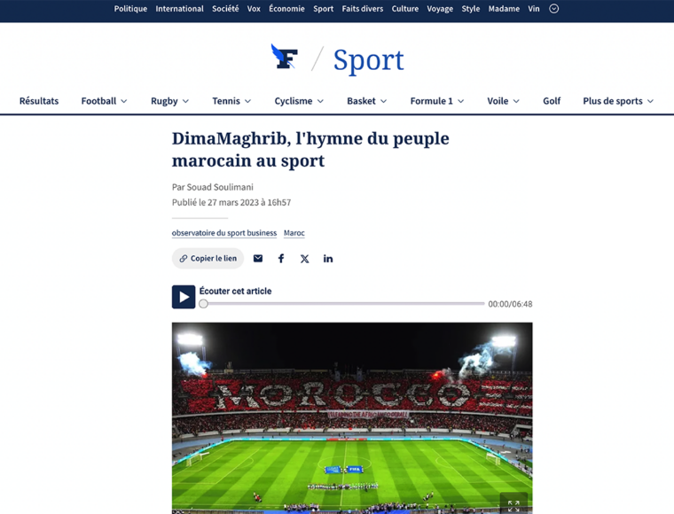 DimaMaghrib, l&rsquo;hymne du peuple marocain au sport