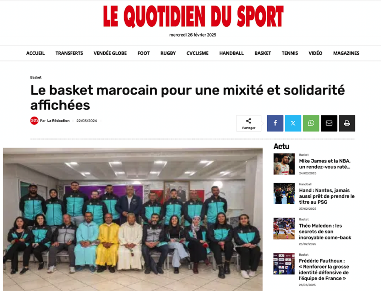 Le basket marocain pour une mixité et solidarité affichées