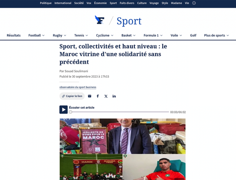Sport, collectivités et haut niveau : le Maroc vitrine d&rsquo;une solidarité sans précédent