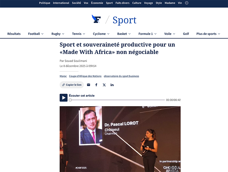 Sport et souveraineté productive pour un «Made With Africa» non négociable